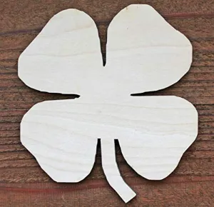 1 Four Leaf Clover Shamrock Shape Unfinished Wood Cutout Craft Door Hanger 12" H