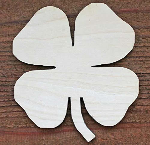 1 Four Leaf Clover Shamrock Shape Unfinished Wood Cutout Craft Door Hanger 12" H