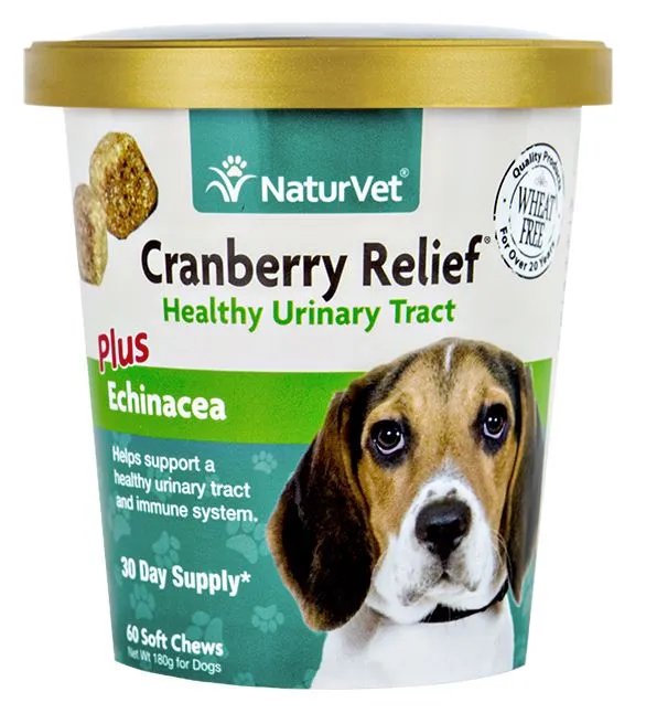 15% OFF: NaturVet Cranberry Relief Plus Echinacea Soft Chew Supplement For Dogs 60 count