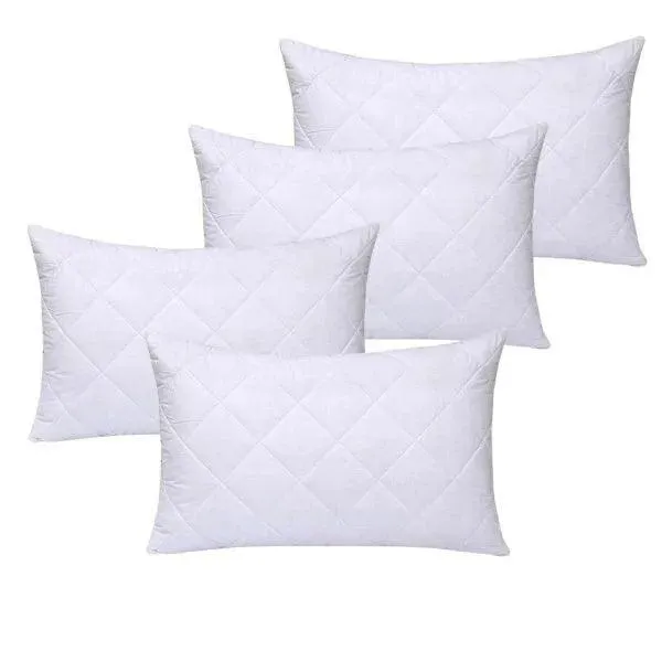 2 Pair Hotel Quality Hollow Fibre Filled Quilted Pillows