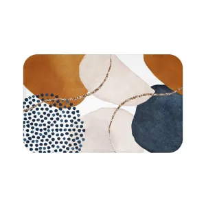 Abstract Bath Mat | Watercolor Navy Blue, Burnt Orange