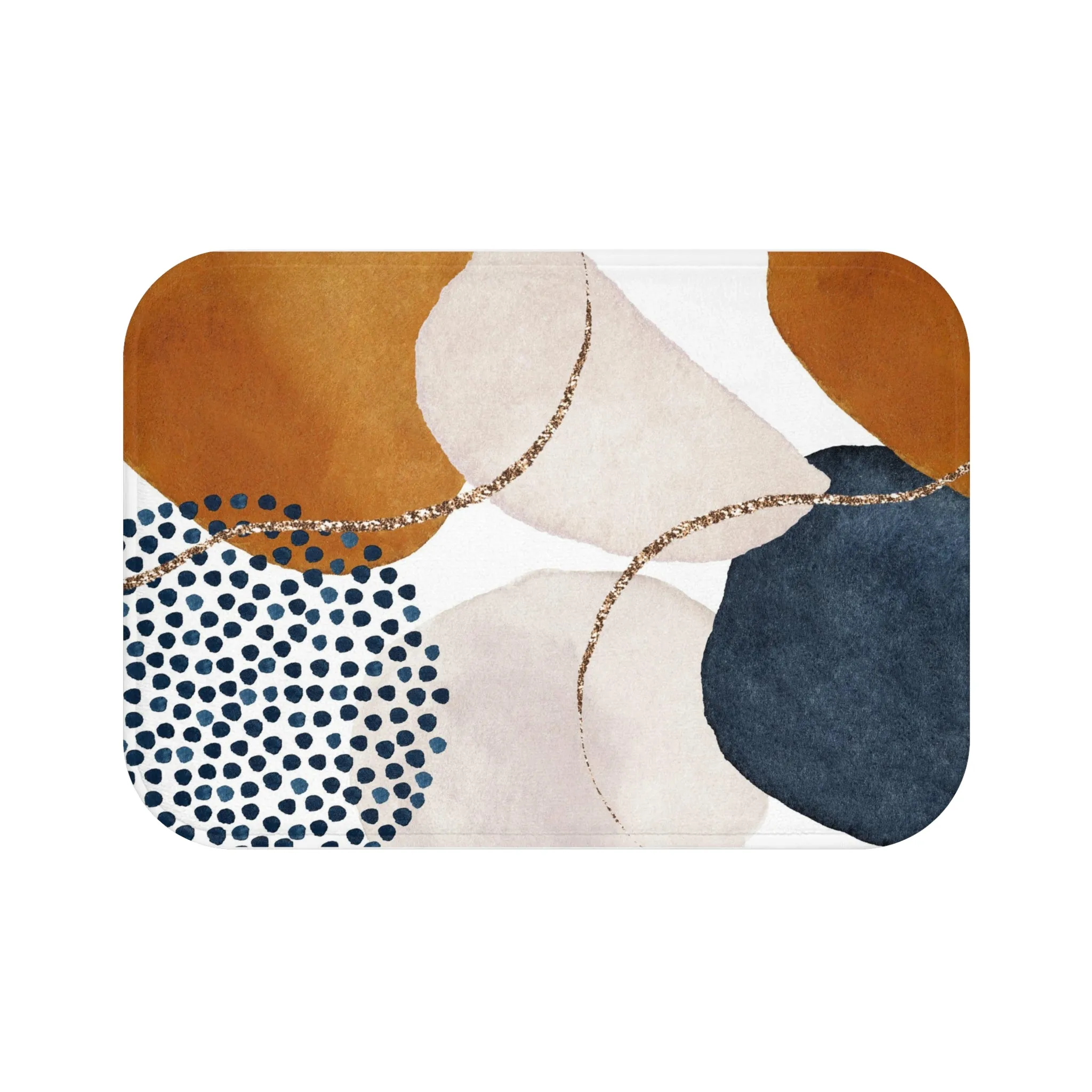 Abstract Bath Mat | Watercolor Navy Blue, Burnt Orange