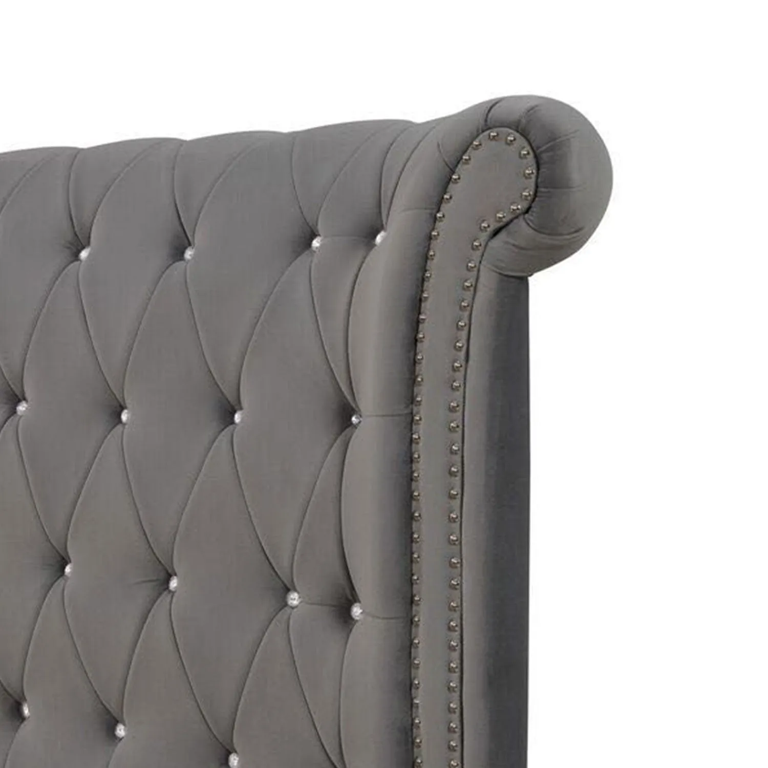 Ariel Silver upholstered Velvet Bed