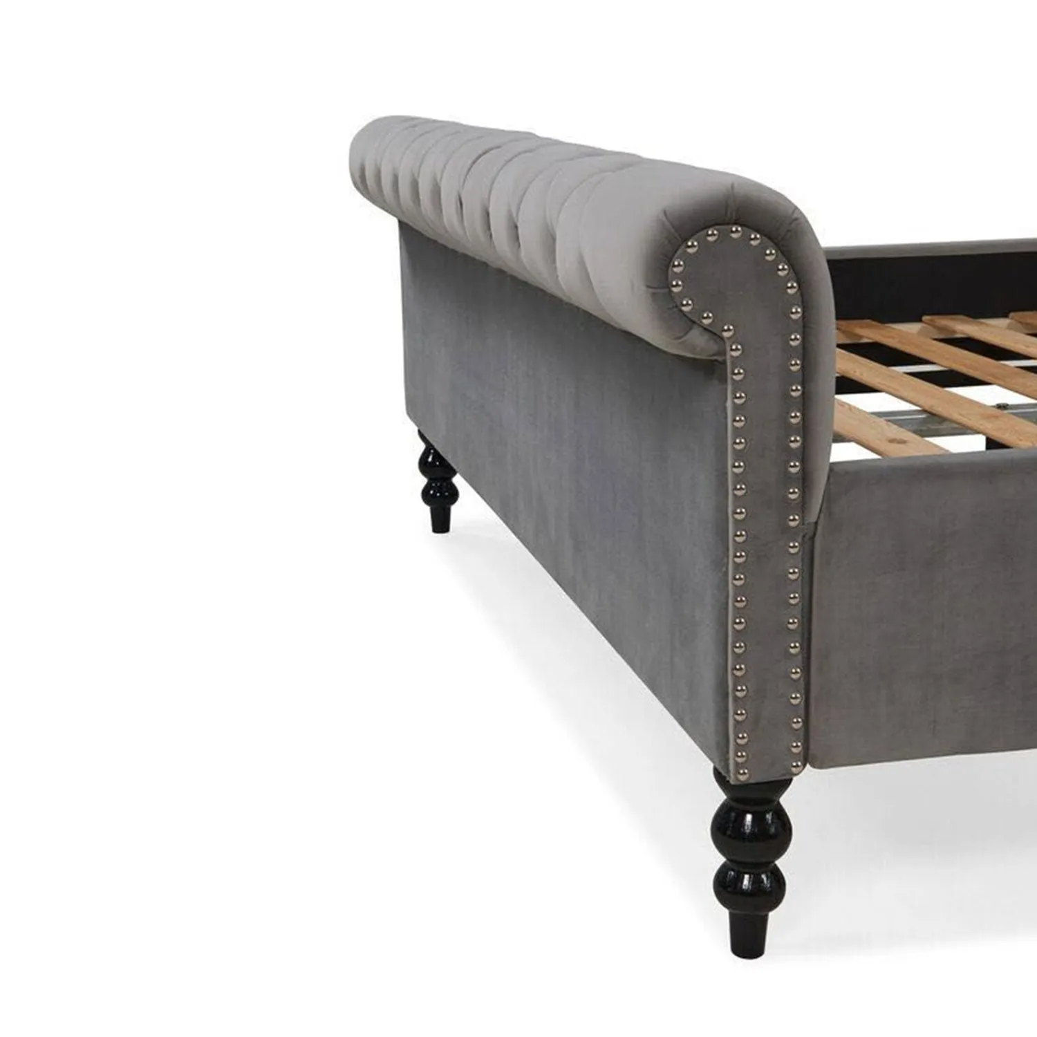 Ariel Silver upholstered Velvet Bed