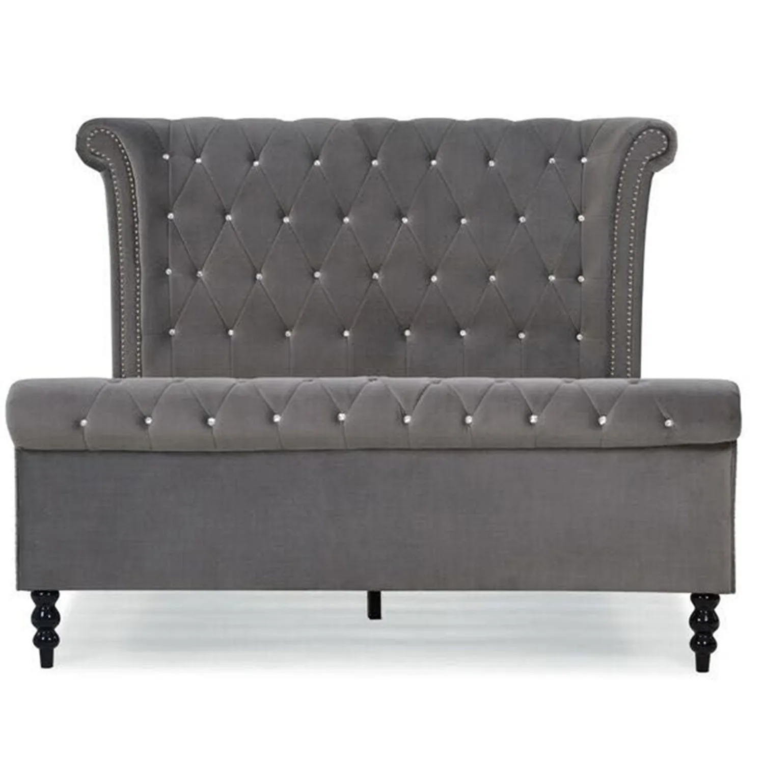 Ariel Silver upholstered Velvet Bed