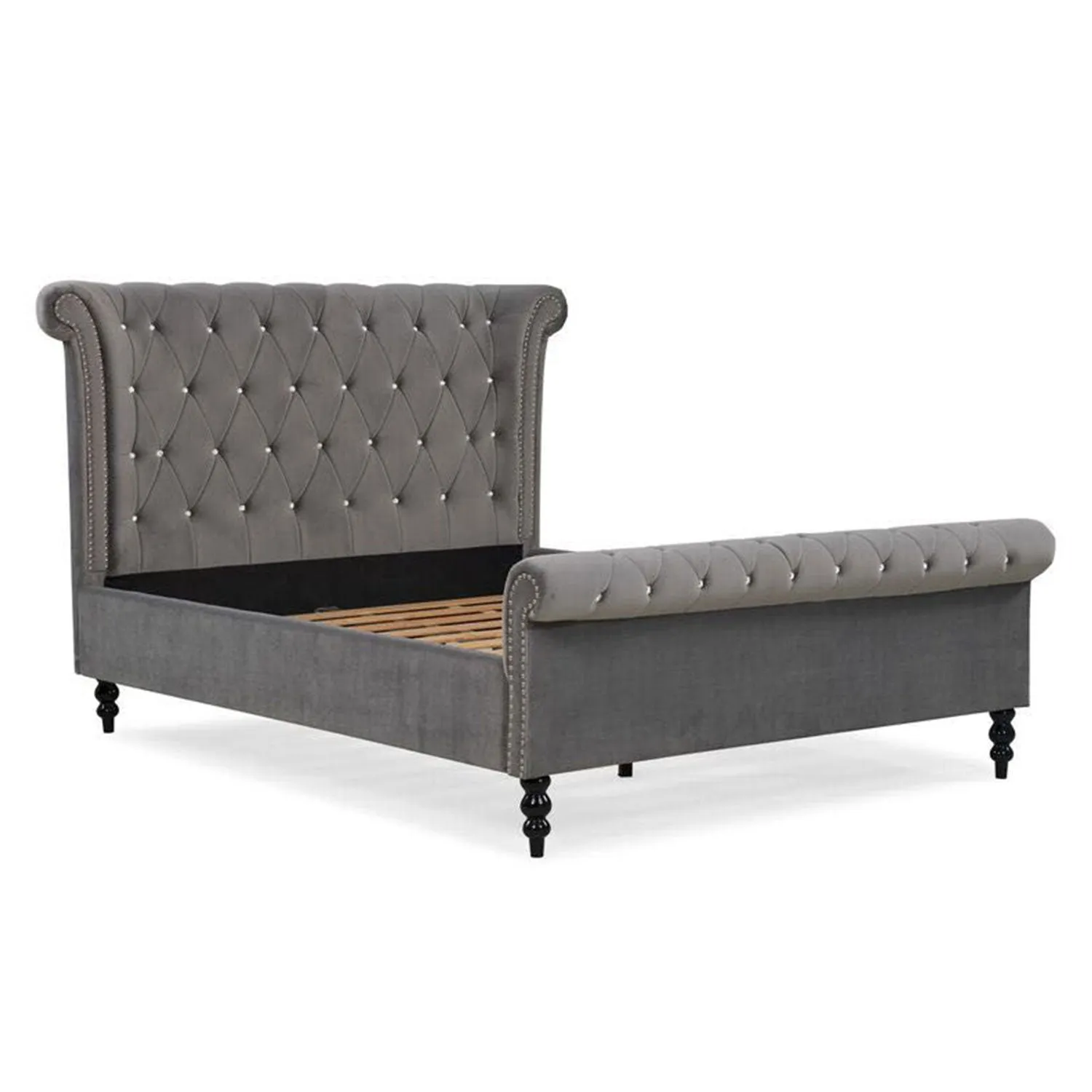 Ariel Silver upholstered Velvet Bed