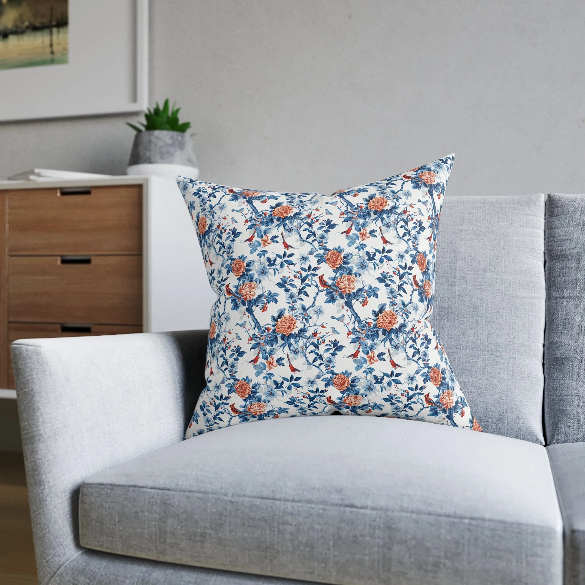 Blue Chinoiseries - Square Pillow - UK
