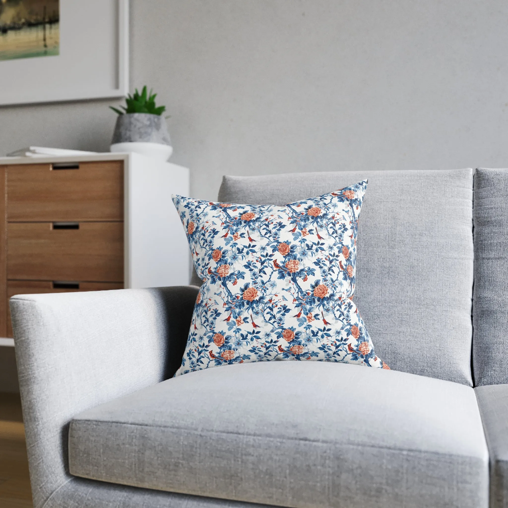 Blue Chinoiseries - Square Pillow - UK