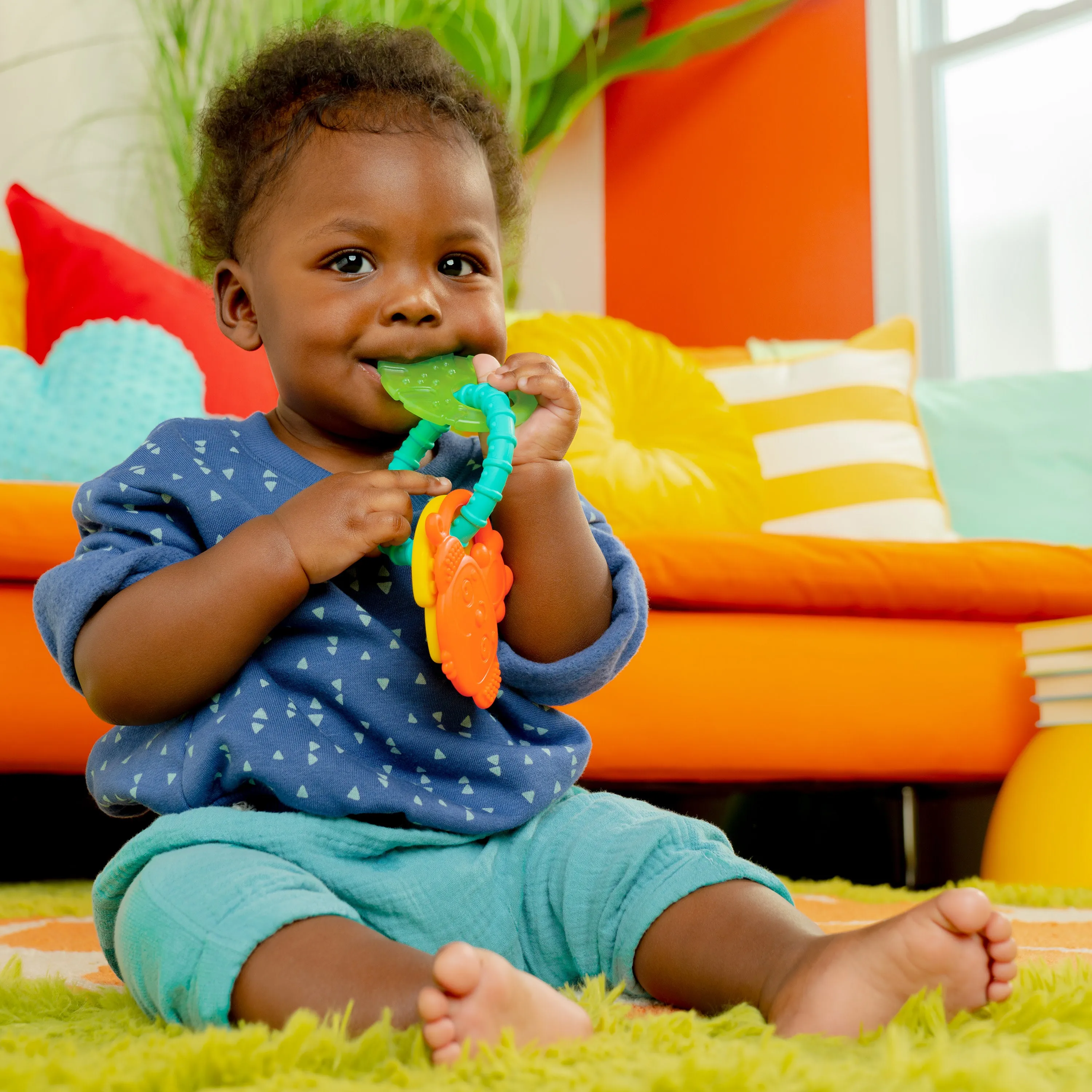 Bright Starts Tropical Chews Silicone Teething Ring - Monkey, Leaf, Banana