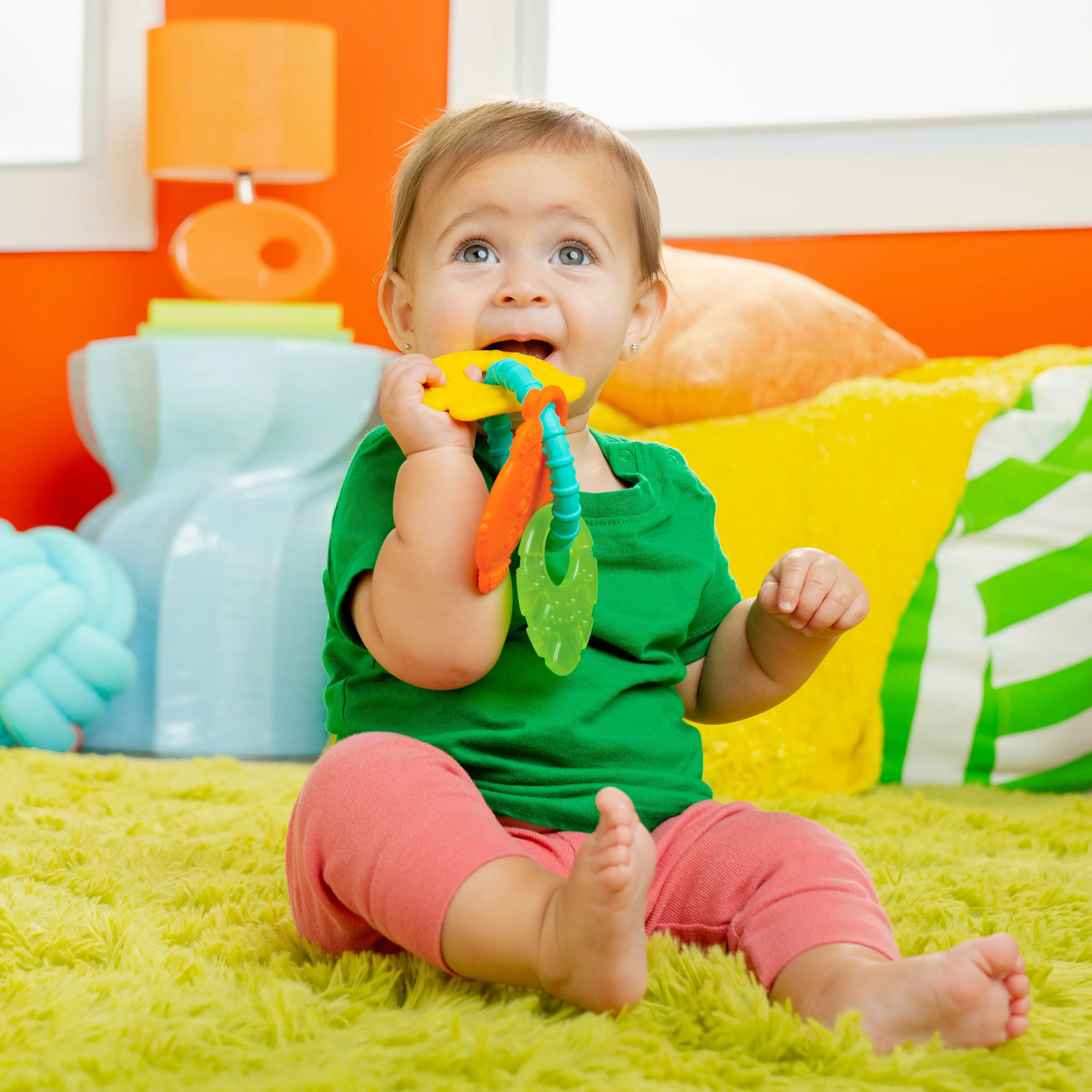 Bright Starts Tropical Chews Silicone Teething Ring - Monkey, Leaf, Banana