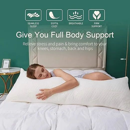 CAN Long Bed Pillow, Breathable Side Pillow, Maternity Pillow, White