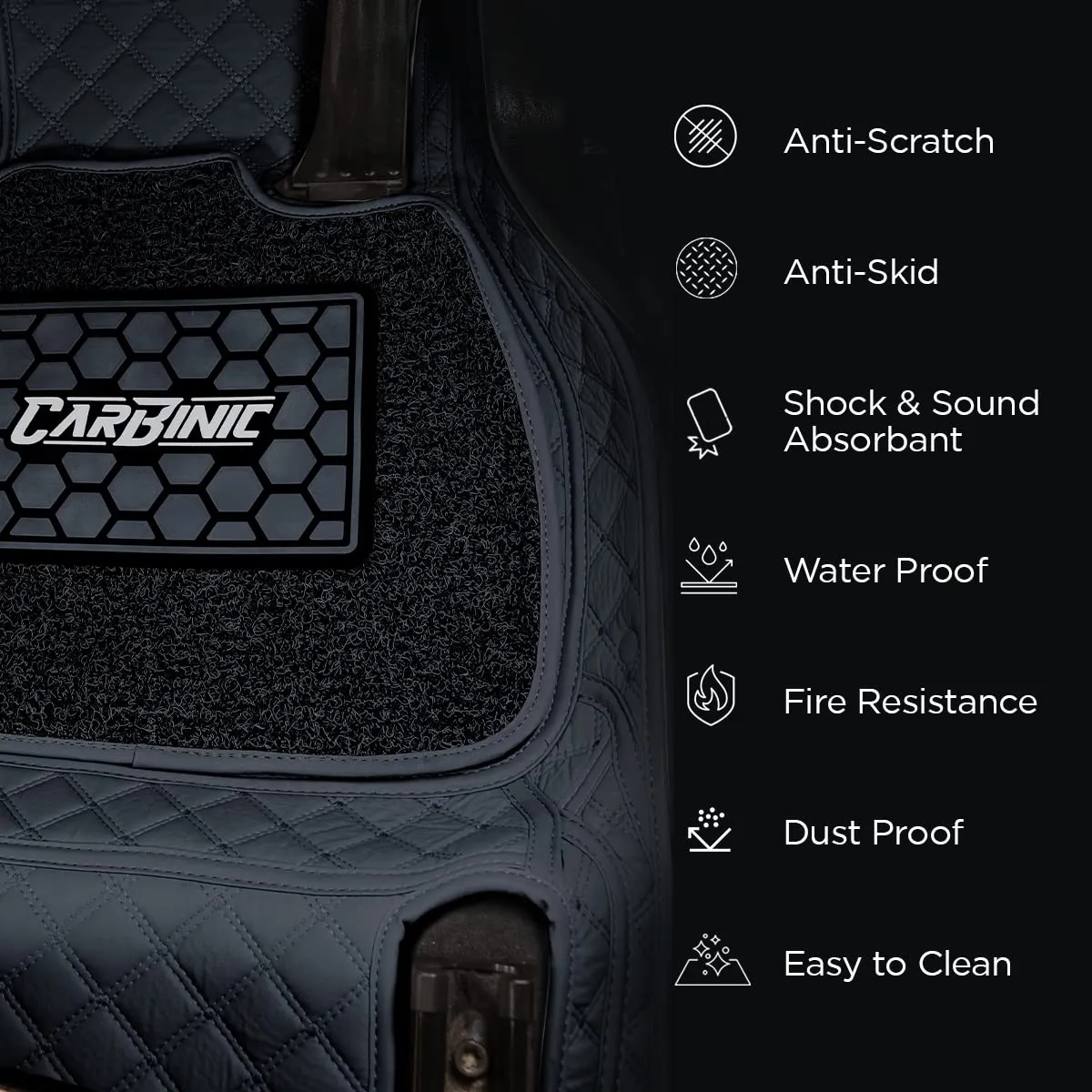 CARBINIC 7D Car Mats | Compatible for Kia Sonet 2020 | 7-Depth Layer Protection Car Floor Mats Anti Skid | Car Accessories | Detachable Layer of Curly Mat | Premium Double Stitched Leather Mats