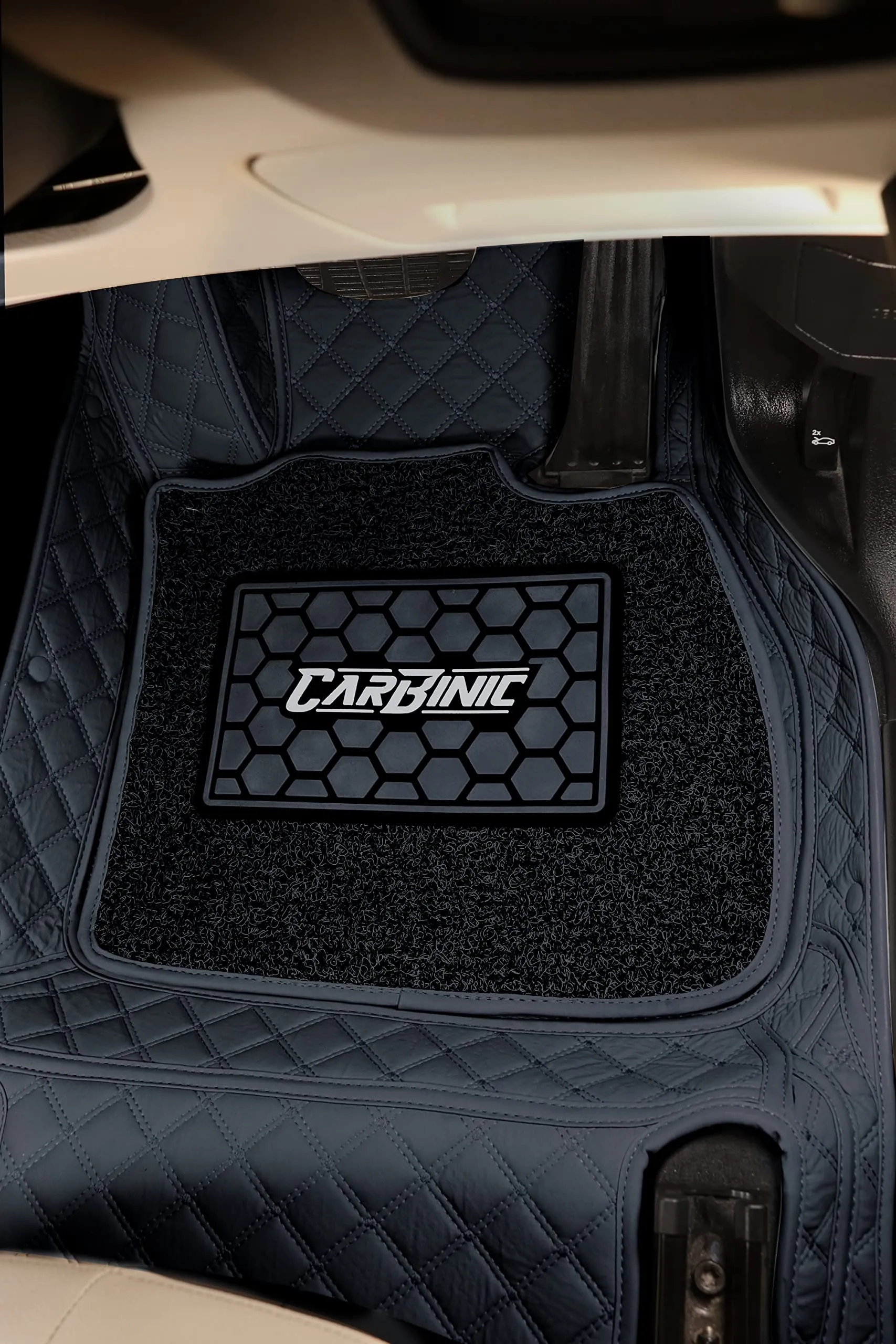 CARBINIC 7D Car Mats | Compatible for Kia Sonet 2020 | 7-Depth Layer Protection Car Floor Mats Anti Skid | Car Accessories | Detachable Layer of Curly Mat | Premium Double Stitched Leather Mats