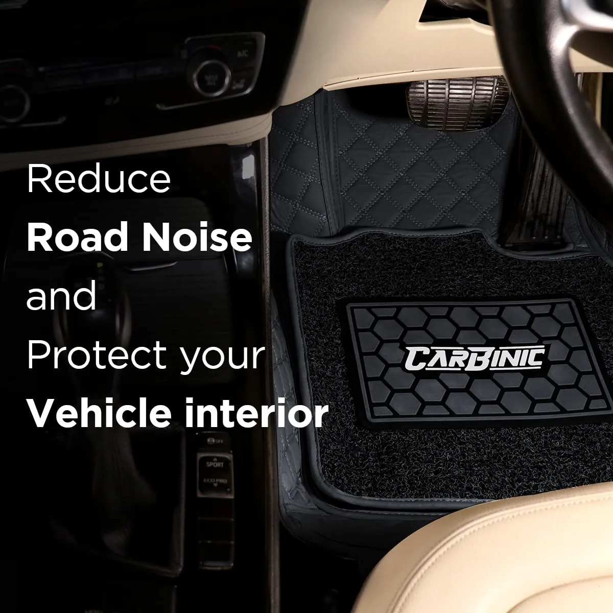 CARBINIC 7D Car Mats | Compatible for Kia Sonet 2020 | 7-Depth Layer Protection Car Floor Mats Anti Skid | Car Accessories | Detachable Layer of Curly Mat | Premium Double Stitched Leather Mats