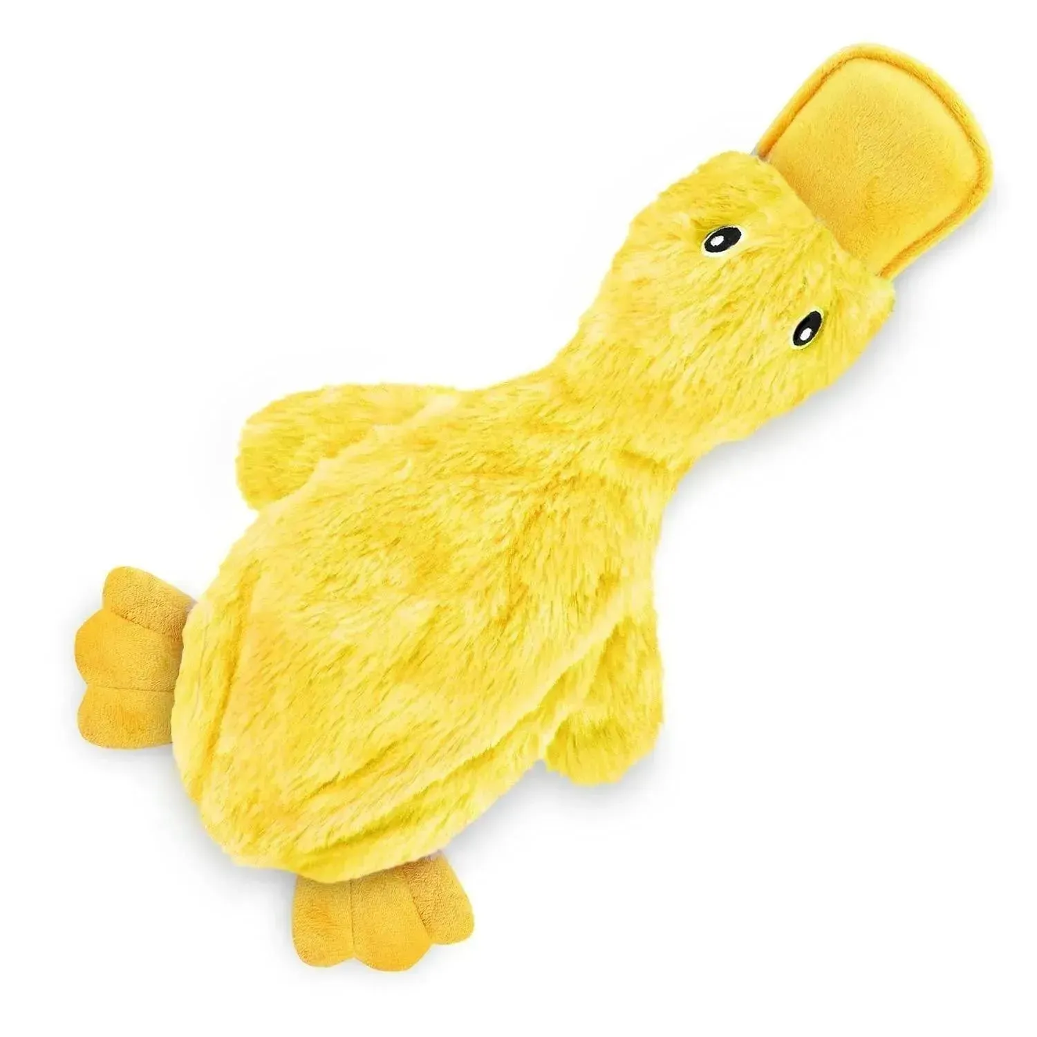 Crinkle Dog Toy - No Stuffing Duck, Squeaker, Yellow