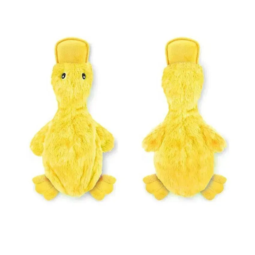 Crinkle Dog Toy - No Stuffing Duck, Squeaker, Yellow