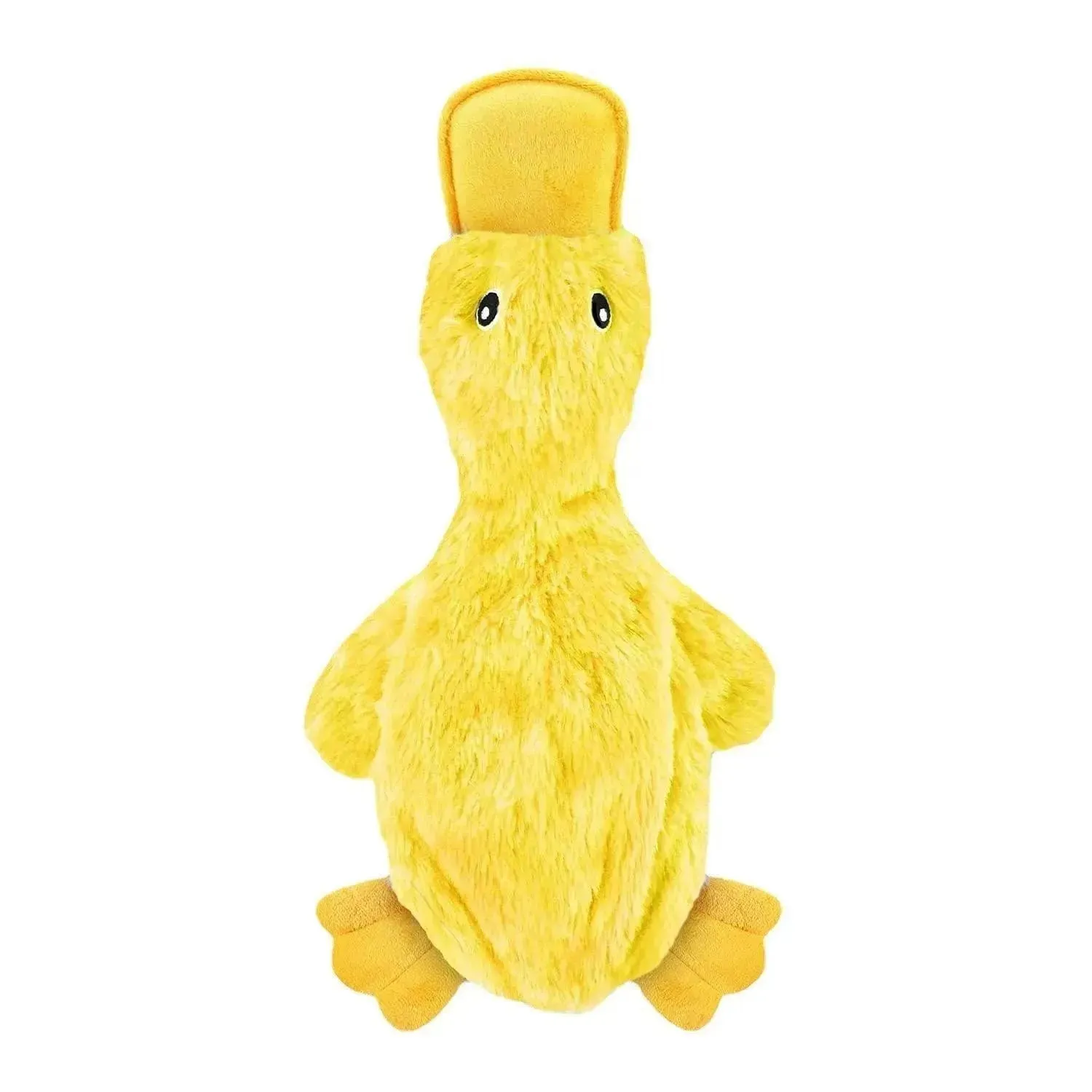 Crinkle Dog Toy - No Stuffing Duck, Squeaker, Yellow