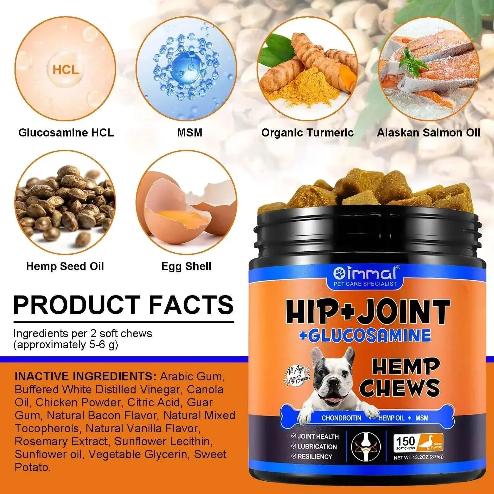 Dogs Glucosamine Joint Pain Relief Treats Chondroitin MSM Supplement Health Mobility Support Chews