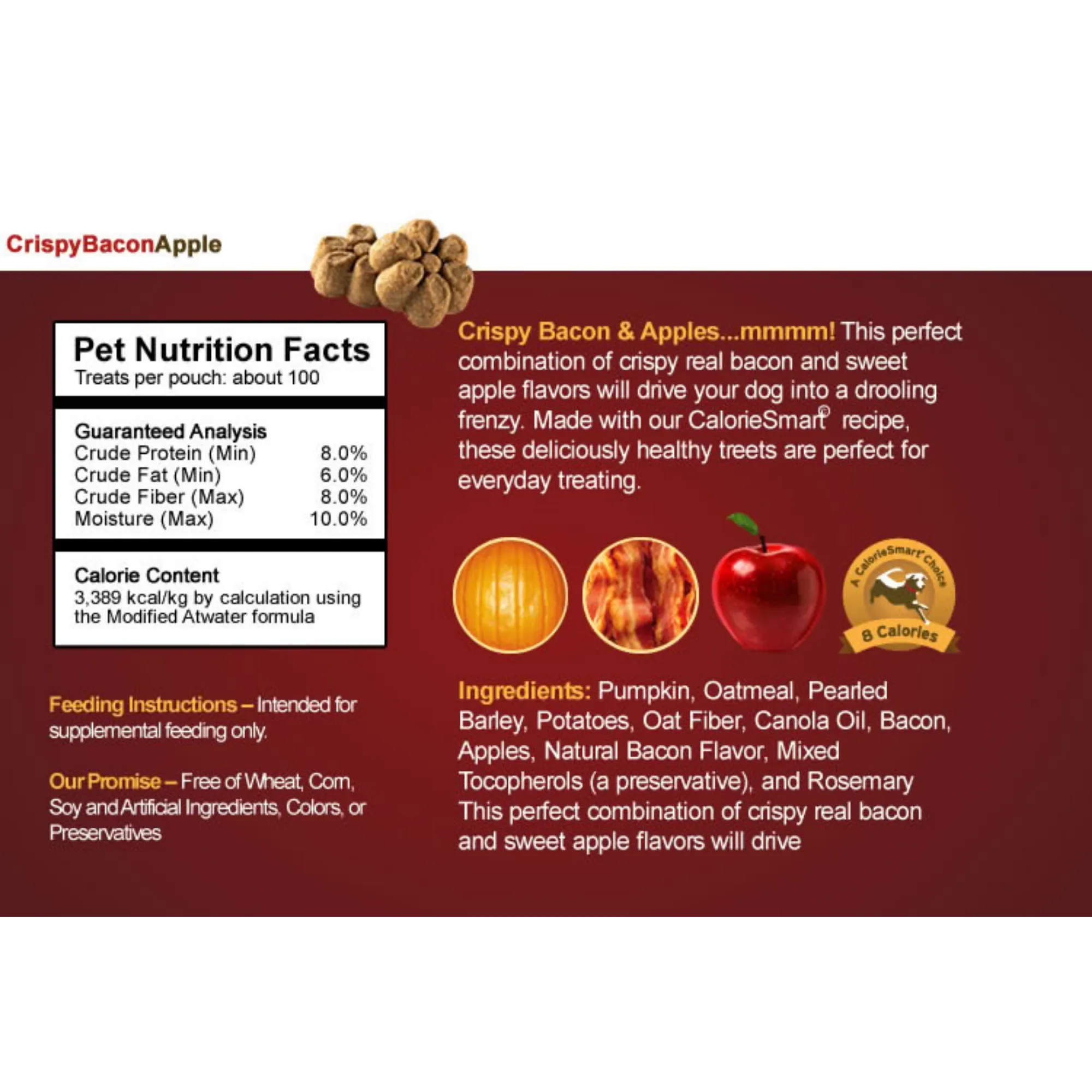 Fruitables Crispy Bacon & Apple Flavor Crunchy Dog Treats 7oz