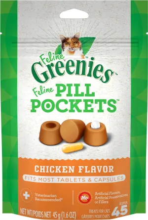 Greenies Pill Pockets Feline Chicken Flavor Cat Treats, 45 Count