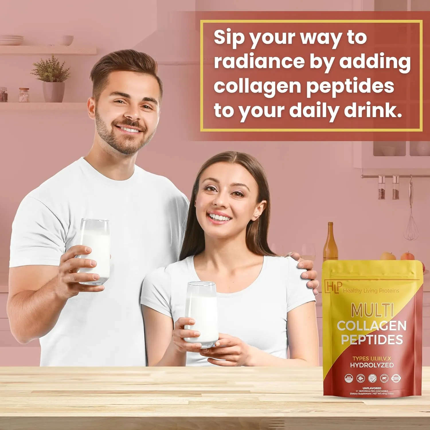 Healthy Living Proteins, Multi Hydrolyzed Collagen Peptides Type I, II, III, V, & X | Grass Fed Bovine, Wild Caught Marine, Free Range Chicken | Gluten Free (Unflavored, 1 Pound (Pack of 1))