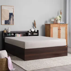 Hollo Wooden Bed With Storage In Brown Color