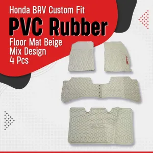 Honda BRV Custom Fit PVC Rubber Floor Mat Beige Mix Design 4 Pcs - Model 2017-2021