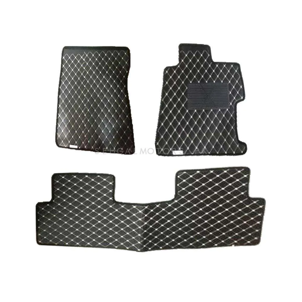 Honda Civic 7D Eco Floor Mat Black Stitched Multi Color Thread 3 Pcs - Model 2013-2016
