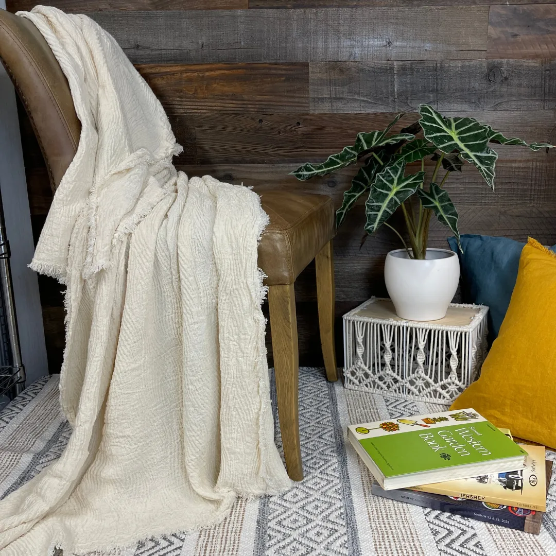 Ivory Flax Linen Throw