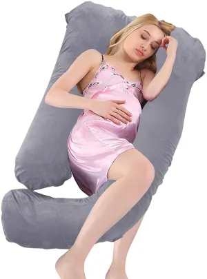 J/U/C-Shaped Pregnancy Pillows 55 Inch Maternity Pillow with Washable Velvet Cover Nursing Support Cushion