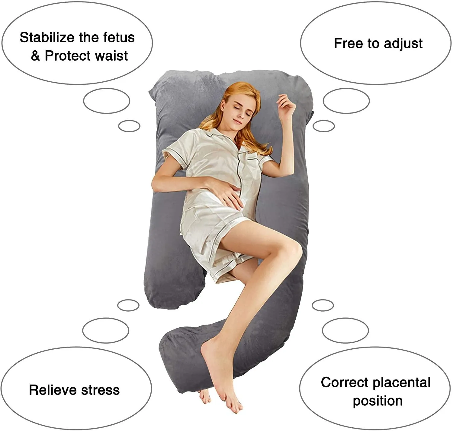 J/U/C-Shaped Pregnancy Pillows 55 Inch Maternity Pillow with Washable Velvet Cover Nursing Support Cushion