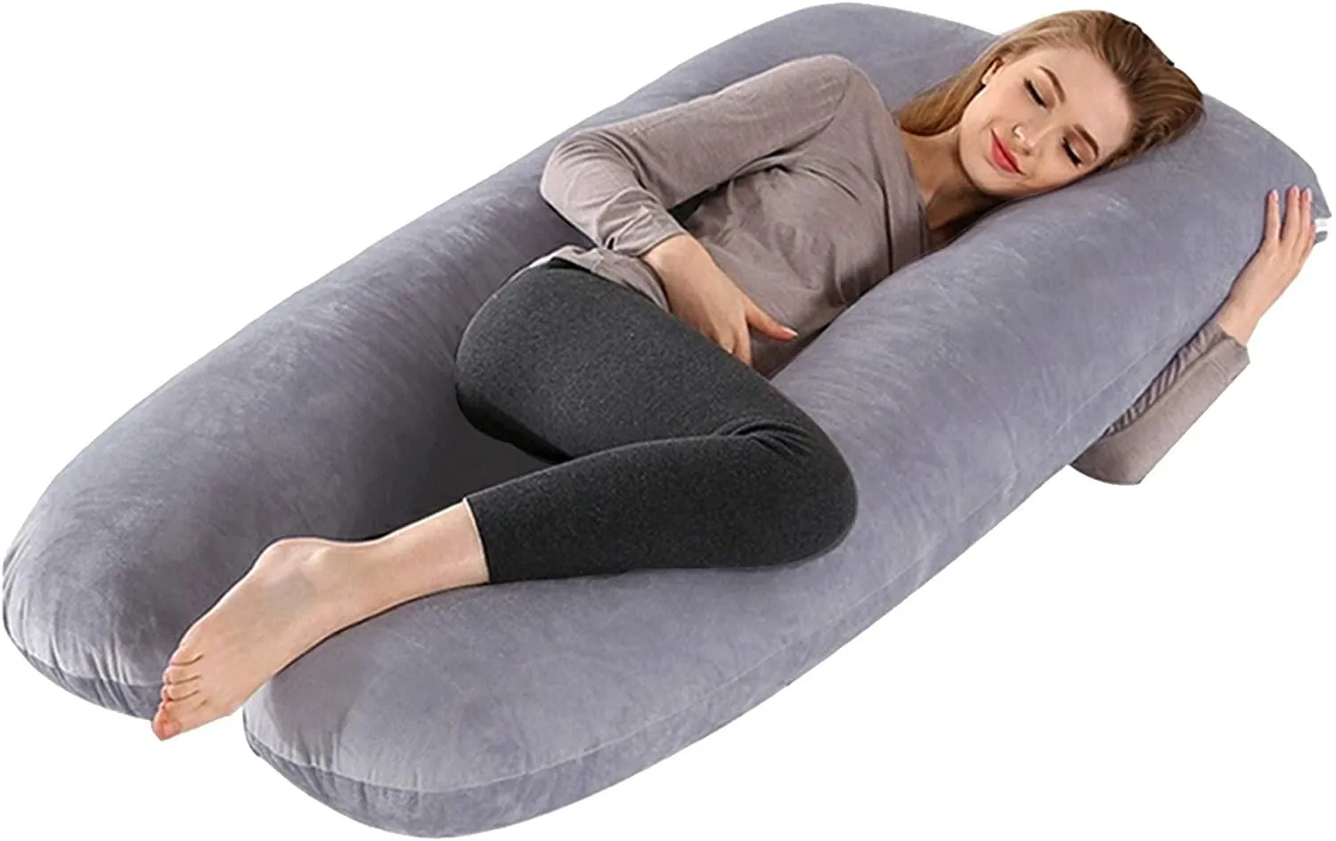 J/U/C-Shaped Pregnancy Pillows 55 Inch Maternity Pillow with Washable Velvet Cover Nursing Support Cushion