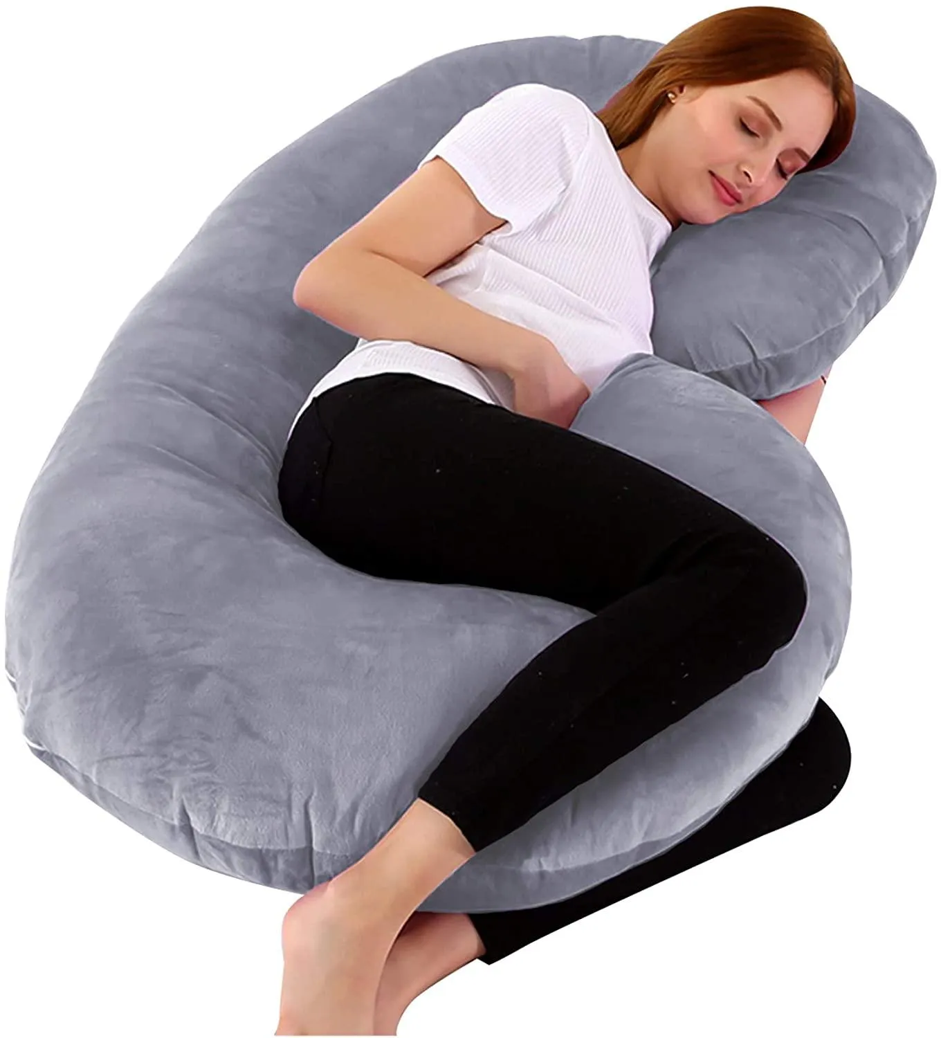 J/U/C-Shaped Pregnancy Pillows 55 Inch Maternity Pillow with Washable Velvet Cover Nursing Support Cushion