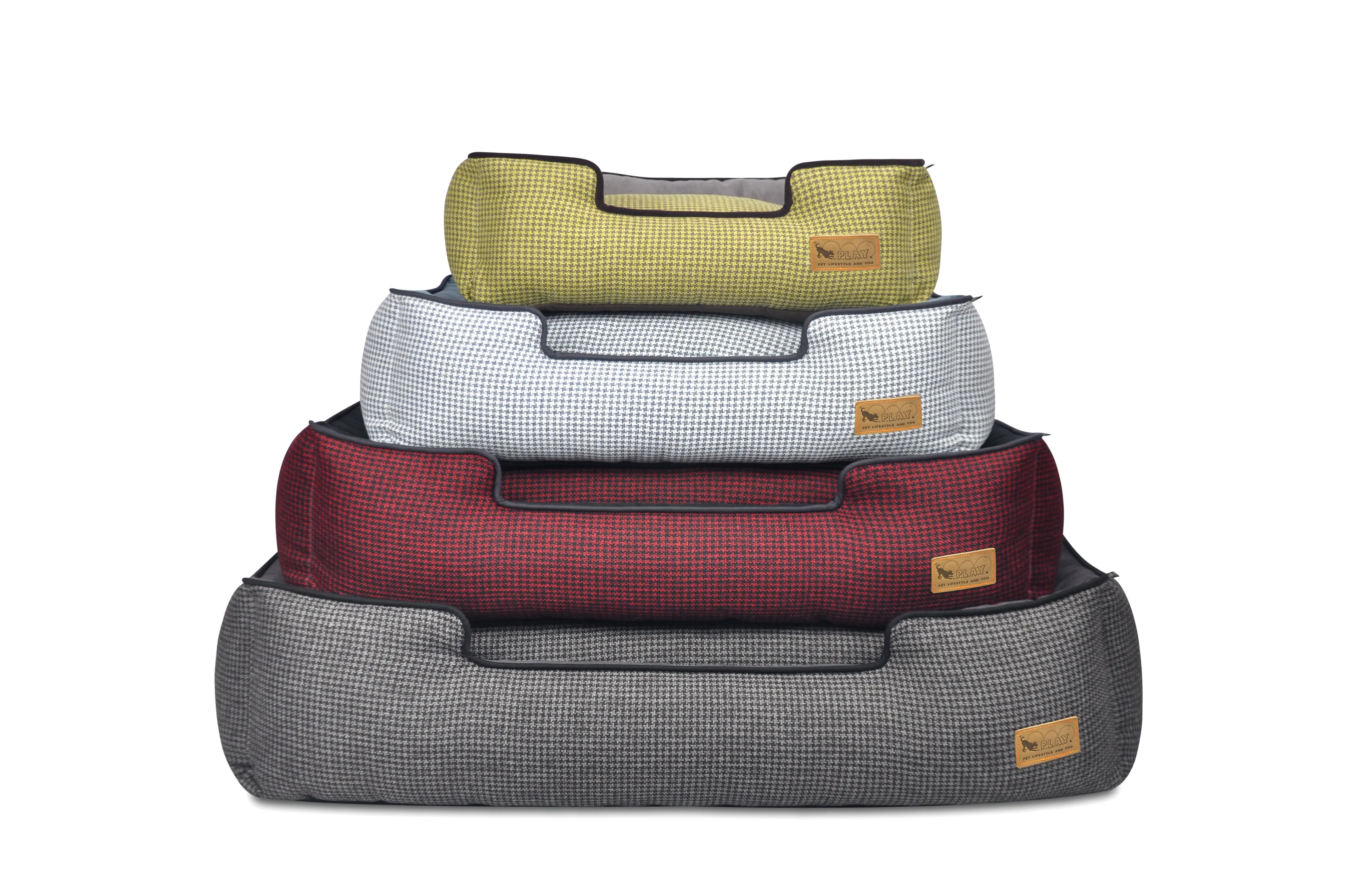 [Pre-order]Lounge Dog Bed: Houndstooth Cayenne Red
