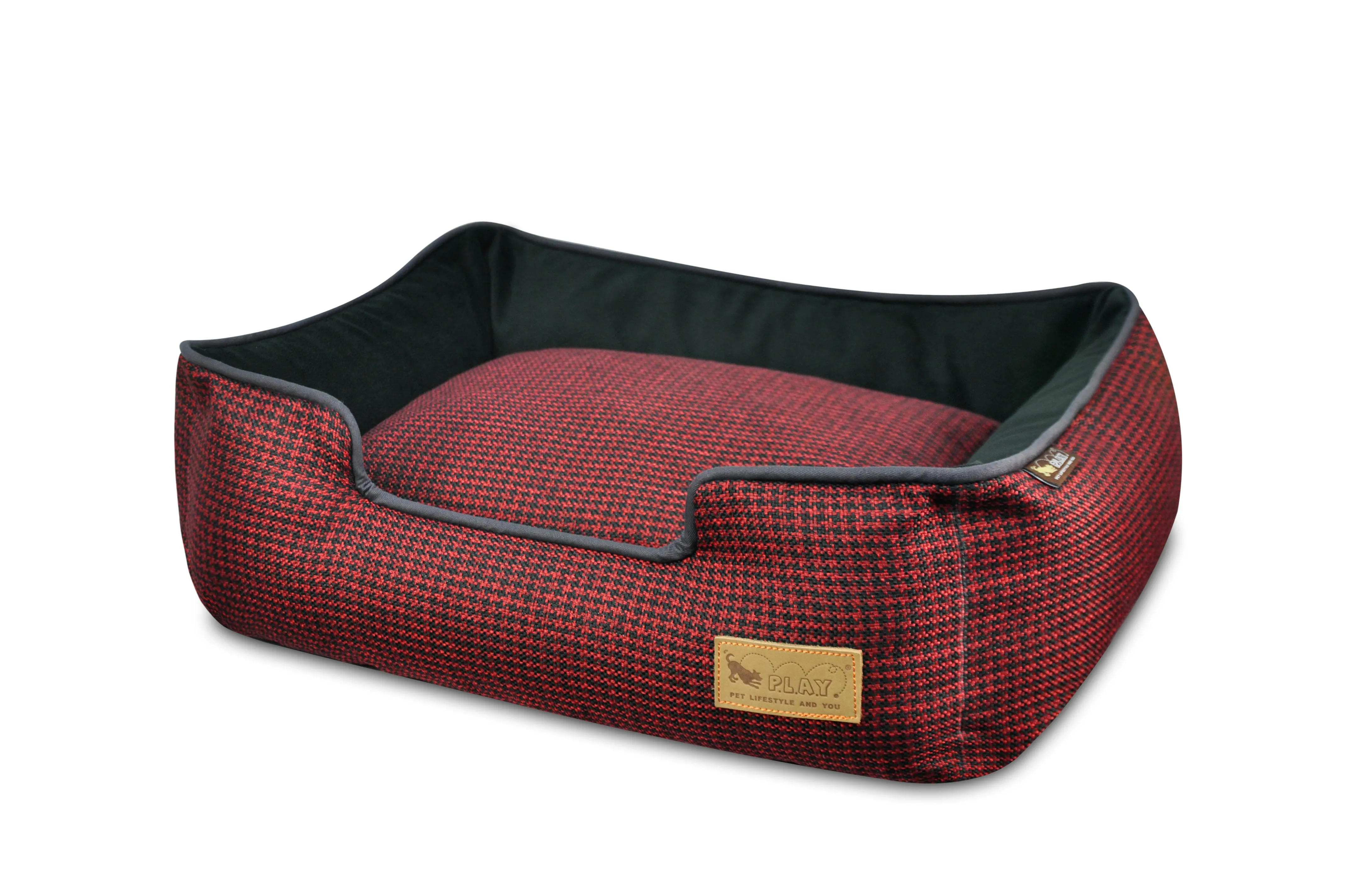 [Pre-order]Lounge Dog Bed: Houndstooth Cayenne Red