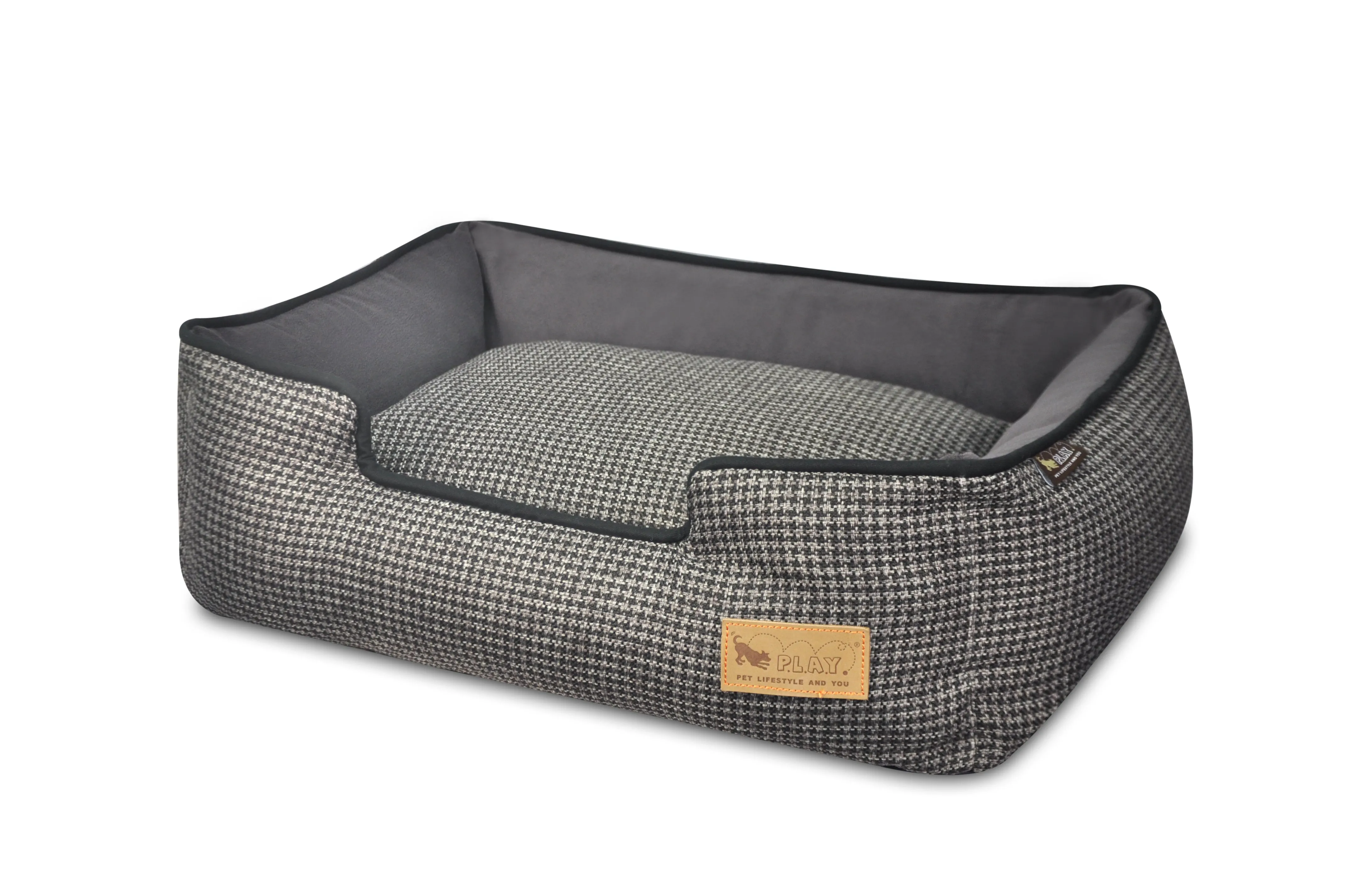 [Pre-order]Lounge Dog Bed: Houndstooth Shadow Grey