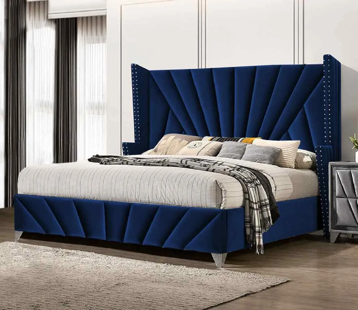 Premiere Art Deco Inspired Bed Frame - Plush Velvet - Choice Of Colours