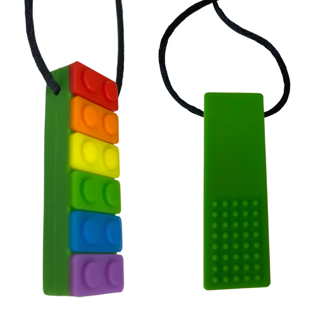 Rectangle Block Sensory Chew Necklace - Free Hygiene Case