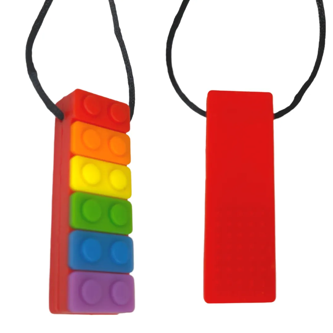 Rectangle Block Sensory Chew Necklace - Free Hygiene Case