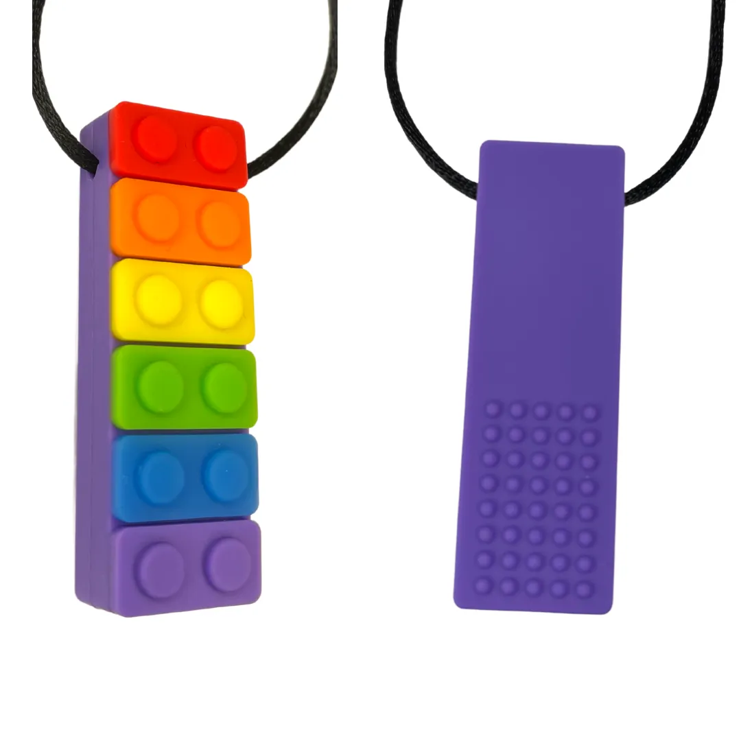 Rectangle Block Sensory Chew Necklace - Free Hygiene Case