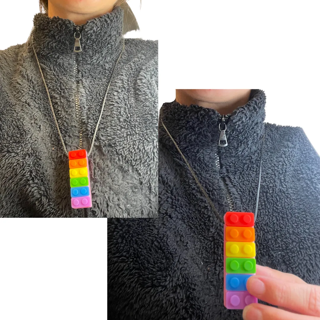 Rectangle Block Sensory Chew Necklace - Free Hygiene Case