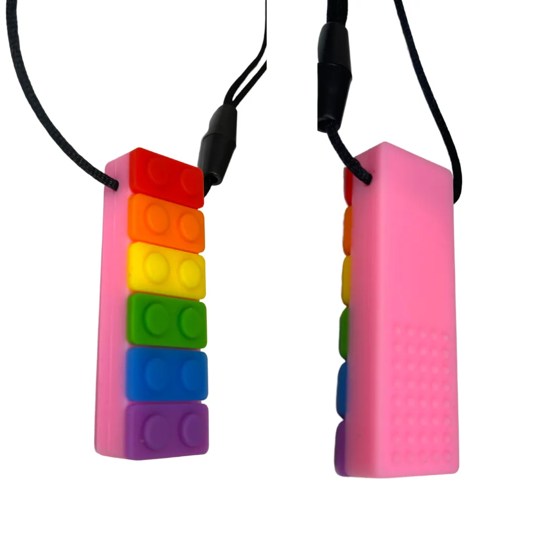 Rectangle Block Sensory Chew Necklace - Free Hygiene Case