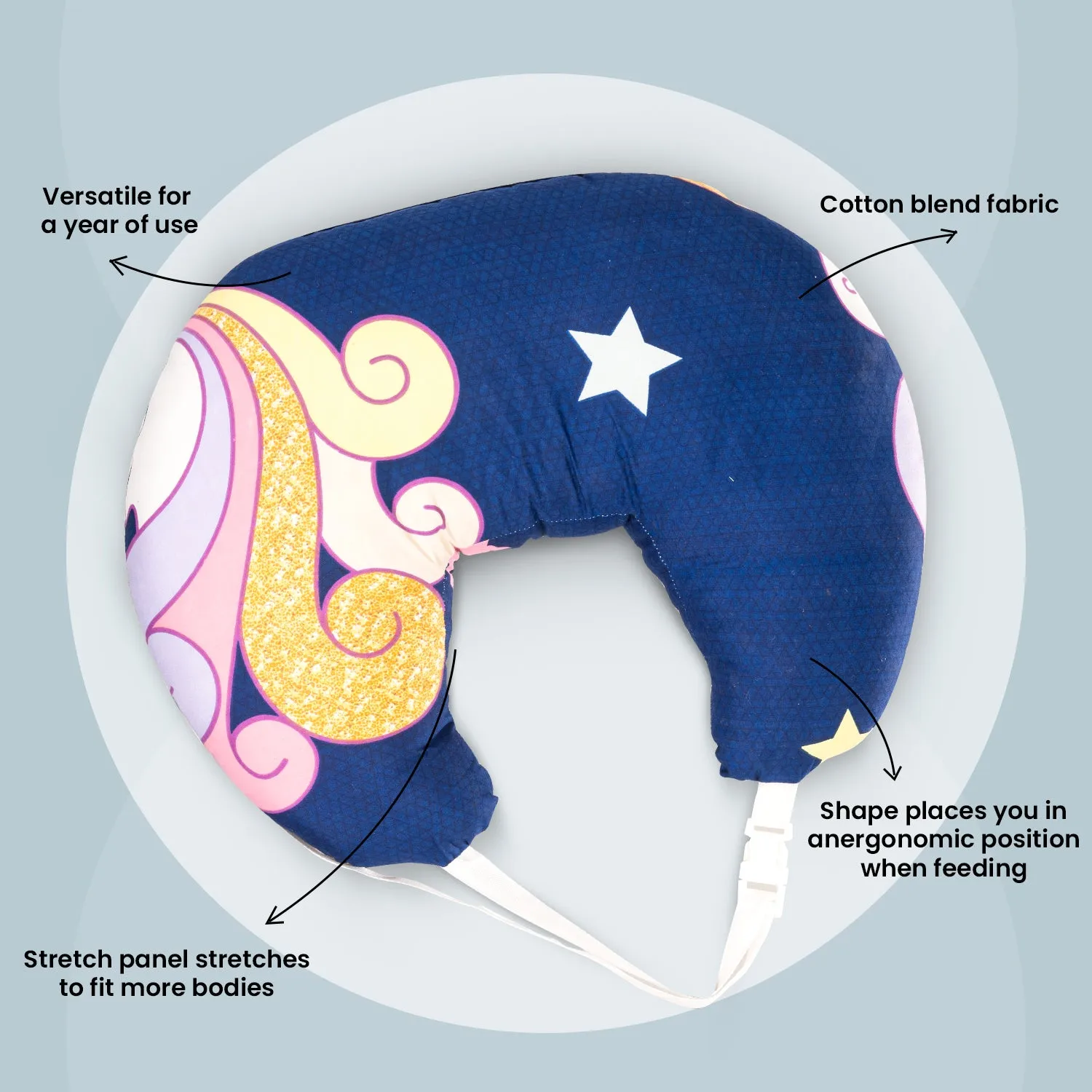 Soft Cushion Portable Baby Nursing Feeding Pillow for New Born Baby Breastfeeding with Back Support & Belt