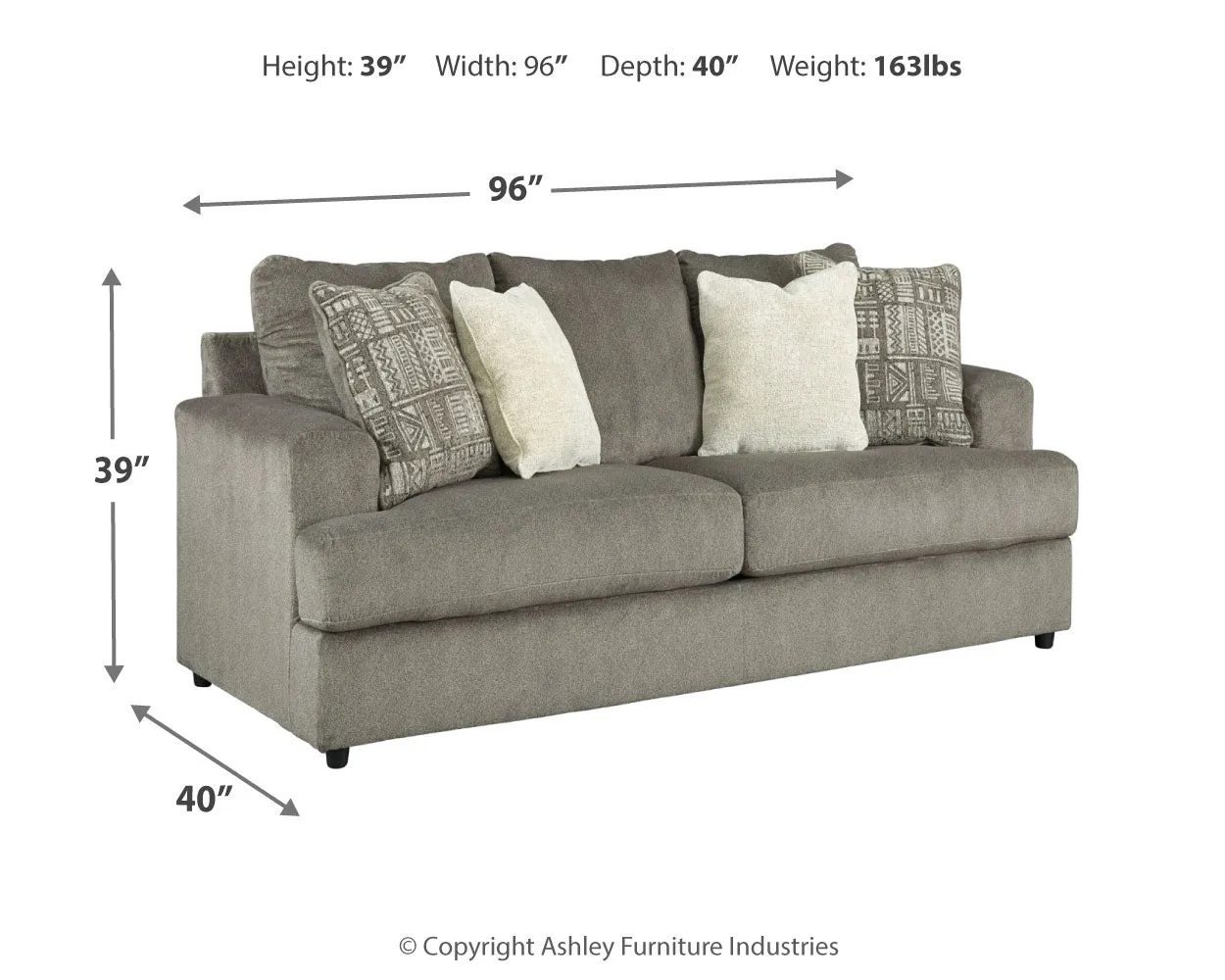 Soletren Sofa, Loveseat and Chair in Ash