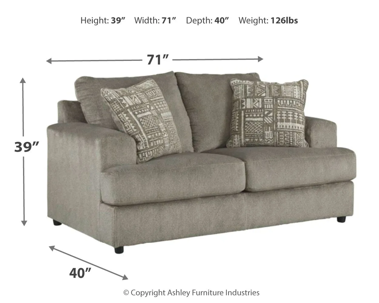 Soletren Sofa, Loveseat and Chair in Ash