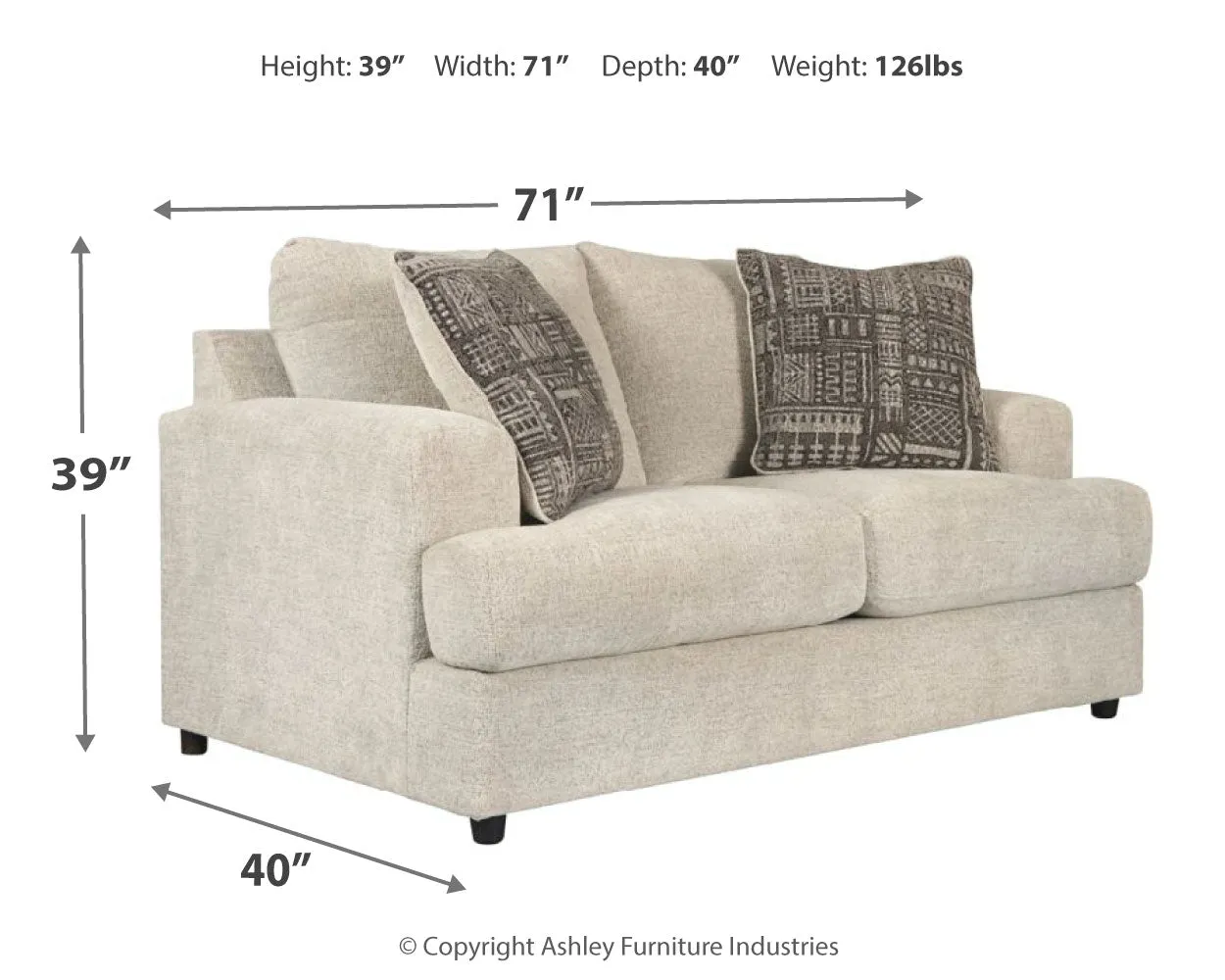 Soletren Sofa, Loveseat and Chair in Stone