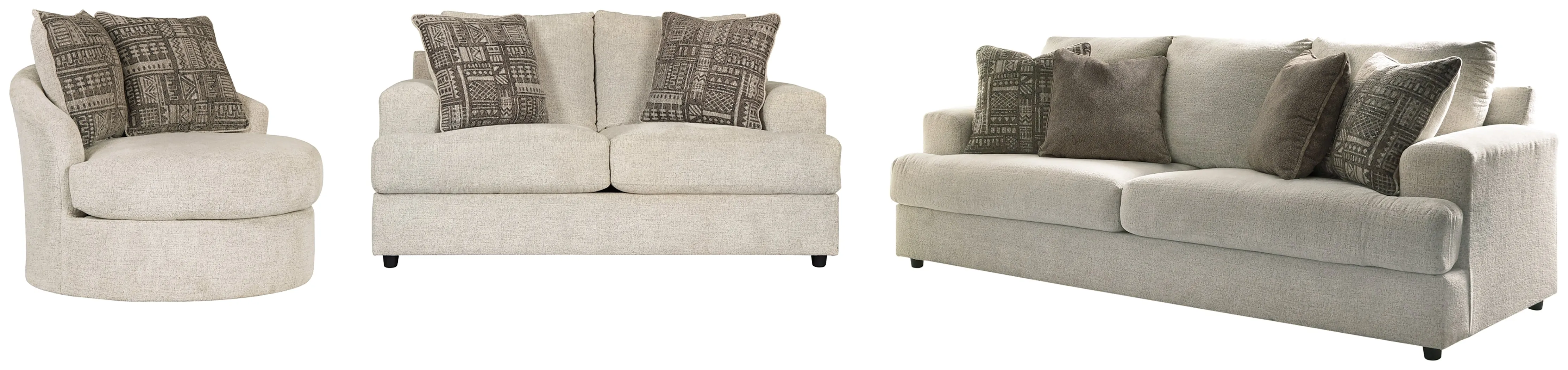 Soletren Sofa, Loveseat and Chair in Stone
