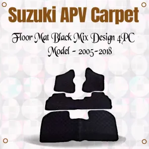 Suzuki APV Carpet Floor Mat Black Mix Design 4PC - Model - 2005-2018