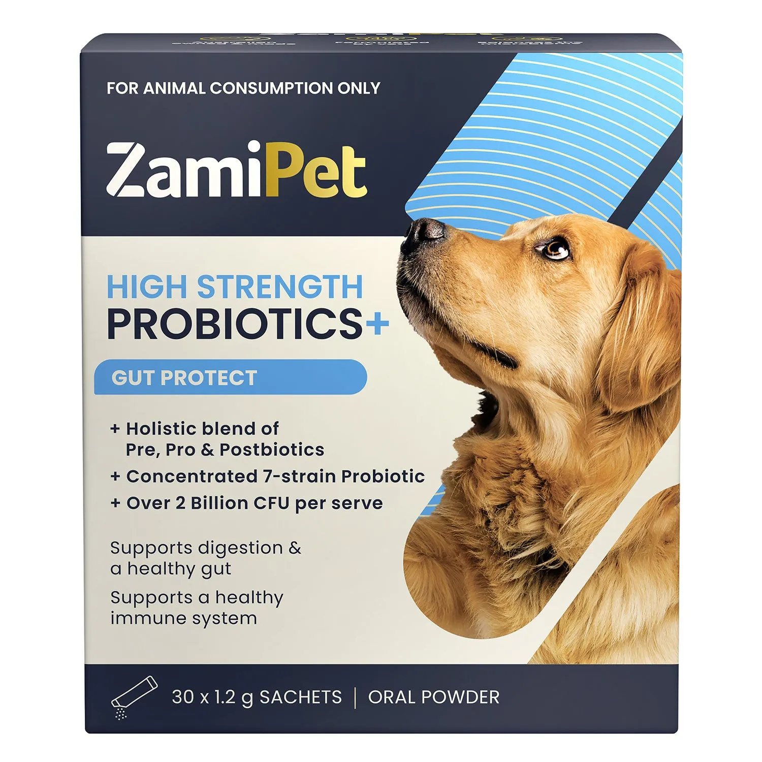 ZamiPet High Strength Probiotics   Gut Protect 30 x 1.2g Powder Sachets for Dogs