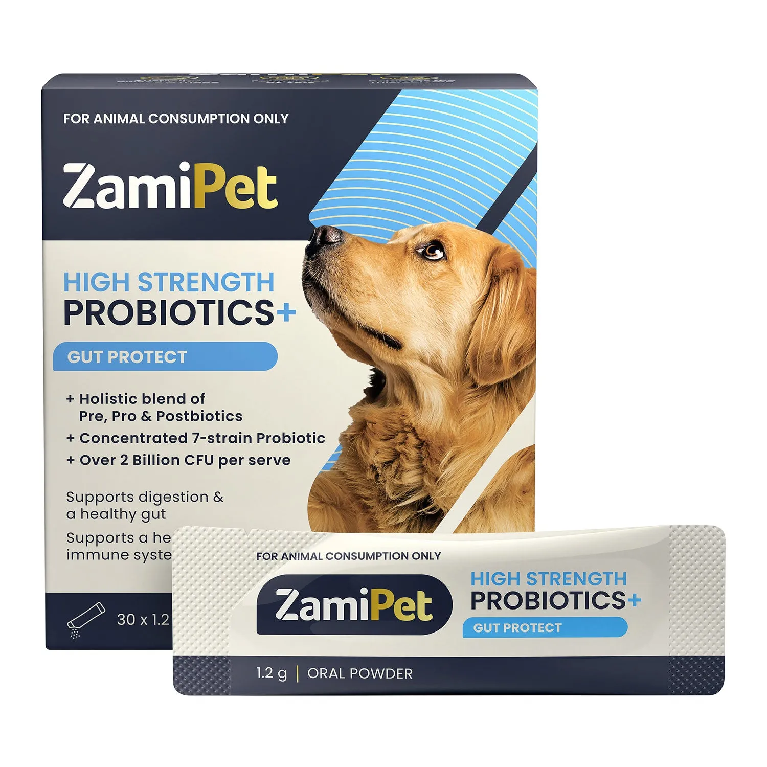 ZamiPet High Strength Probiotics   Gut Protect 30 x 1.2g Powder Sachets for Dogs